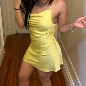 Yellow silky dress